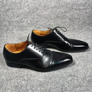 Florshiem Dress Shoes Men Size 11 D Black cap Toe Leather Oxfords